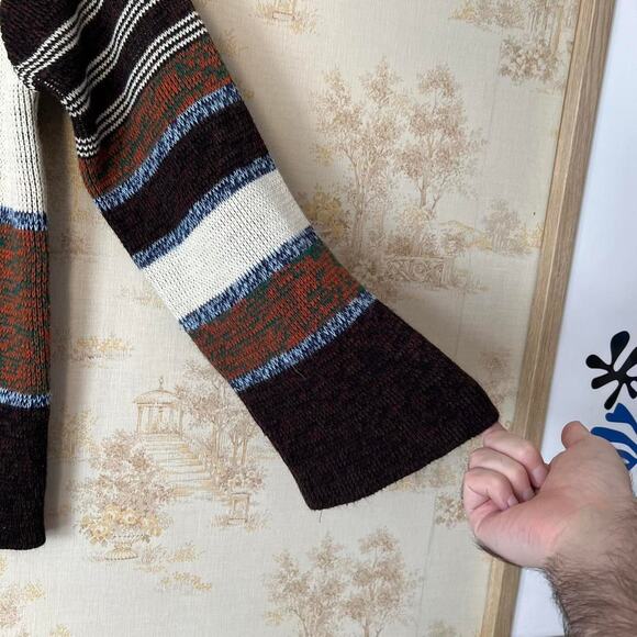 70s Aztec Boho Bell Sleeve Pullover Sweater Size L - Picture 6 of 8